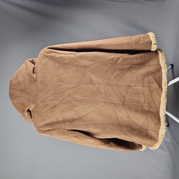 Jones New York - Women's Faux Suede Hooded Winter Coat - Size M - Picture 3 of 7